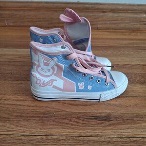 Cute Kawaii D Va Overwatch Canvas Shoes Bunny Hi Tops size 37/US 6.5 NEW